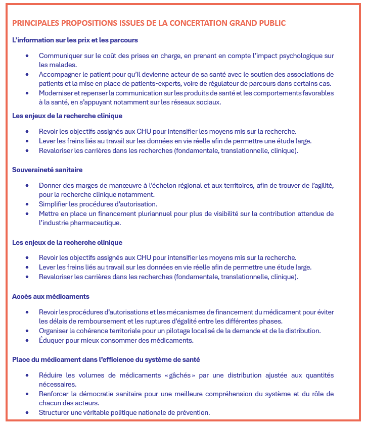 Les principales propositions issues de la concertation grand public